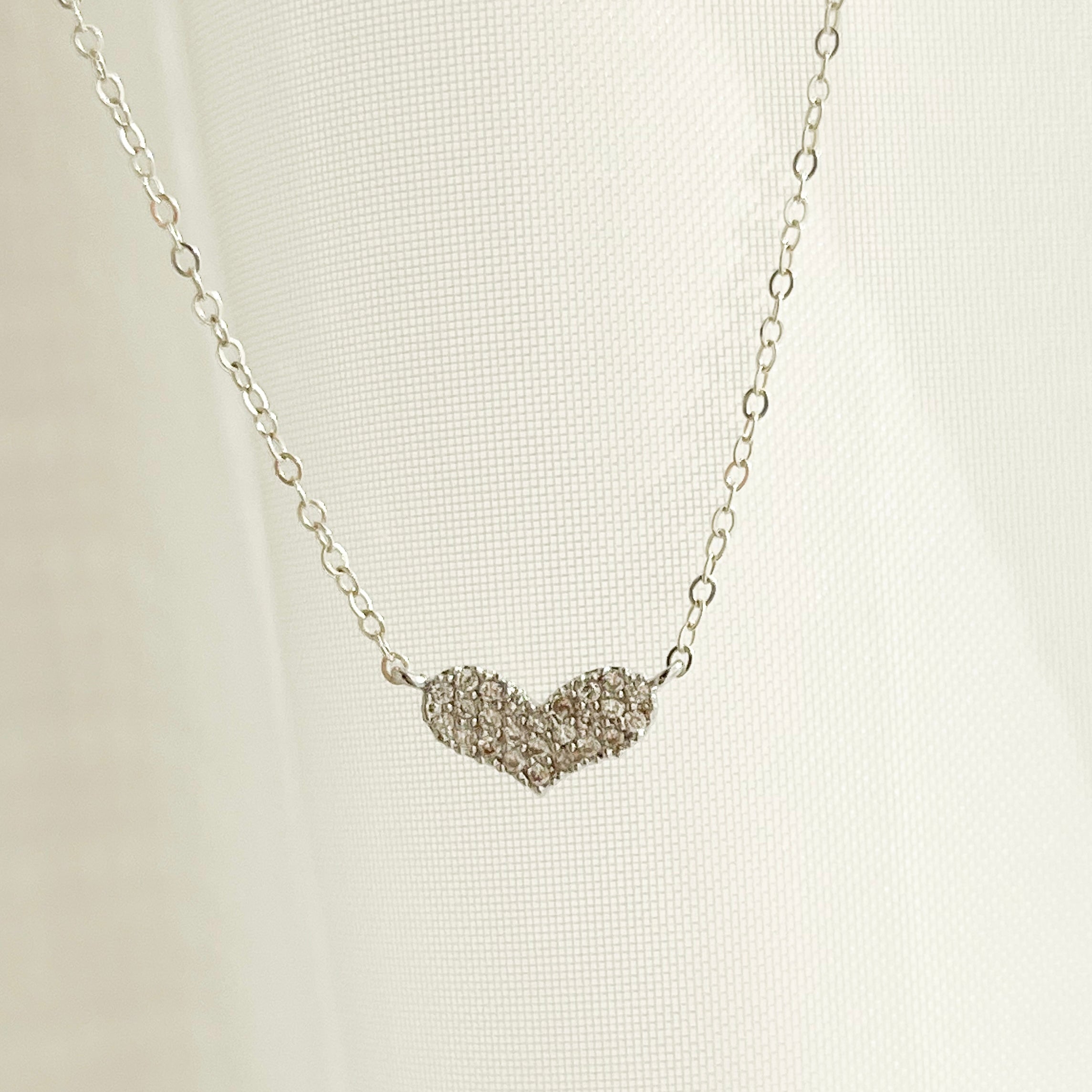 Rhinestone Heart Necklace- bijoulimon.com