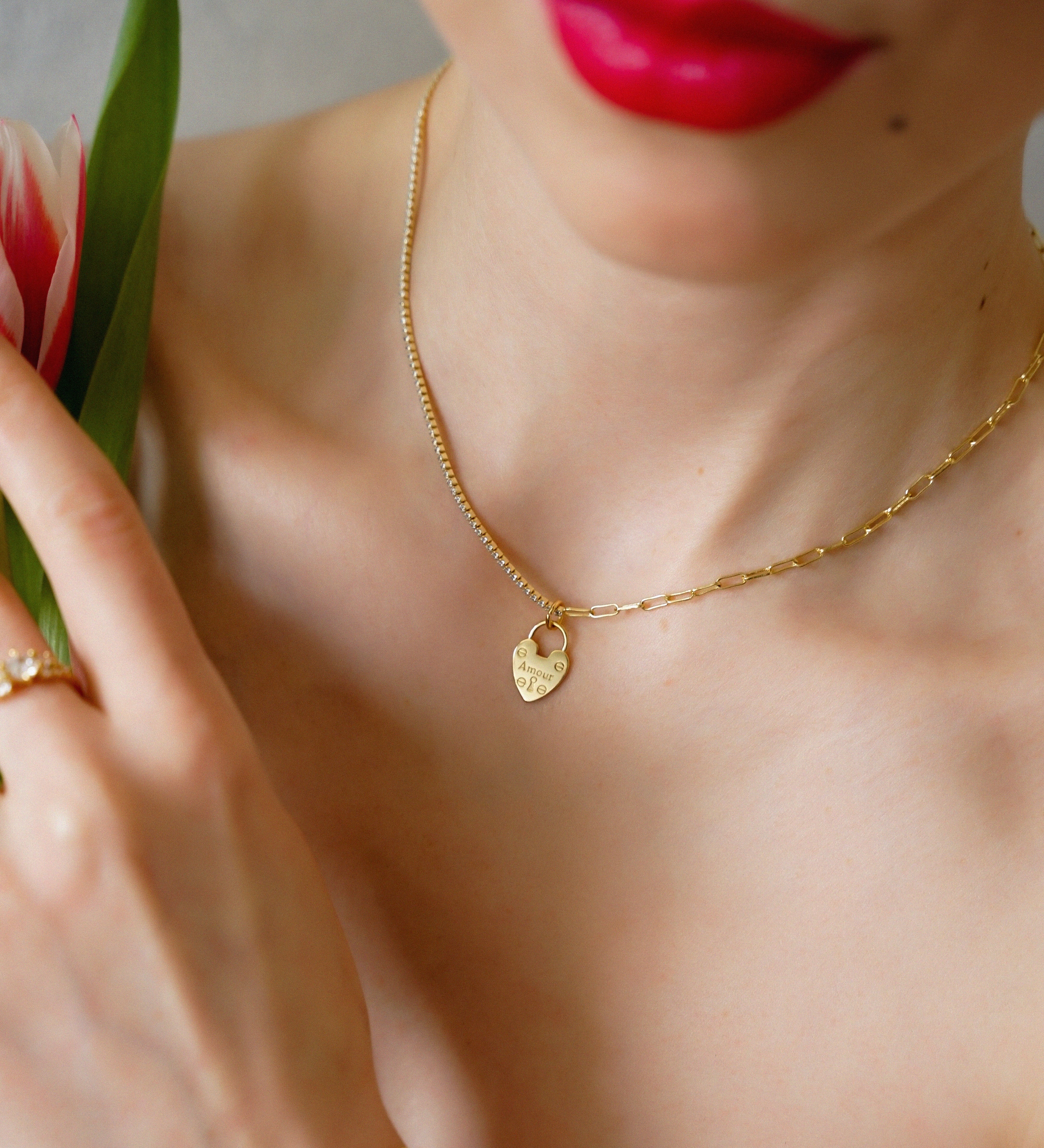 Amour Tennis Necklace - bijoulimon.com